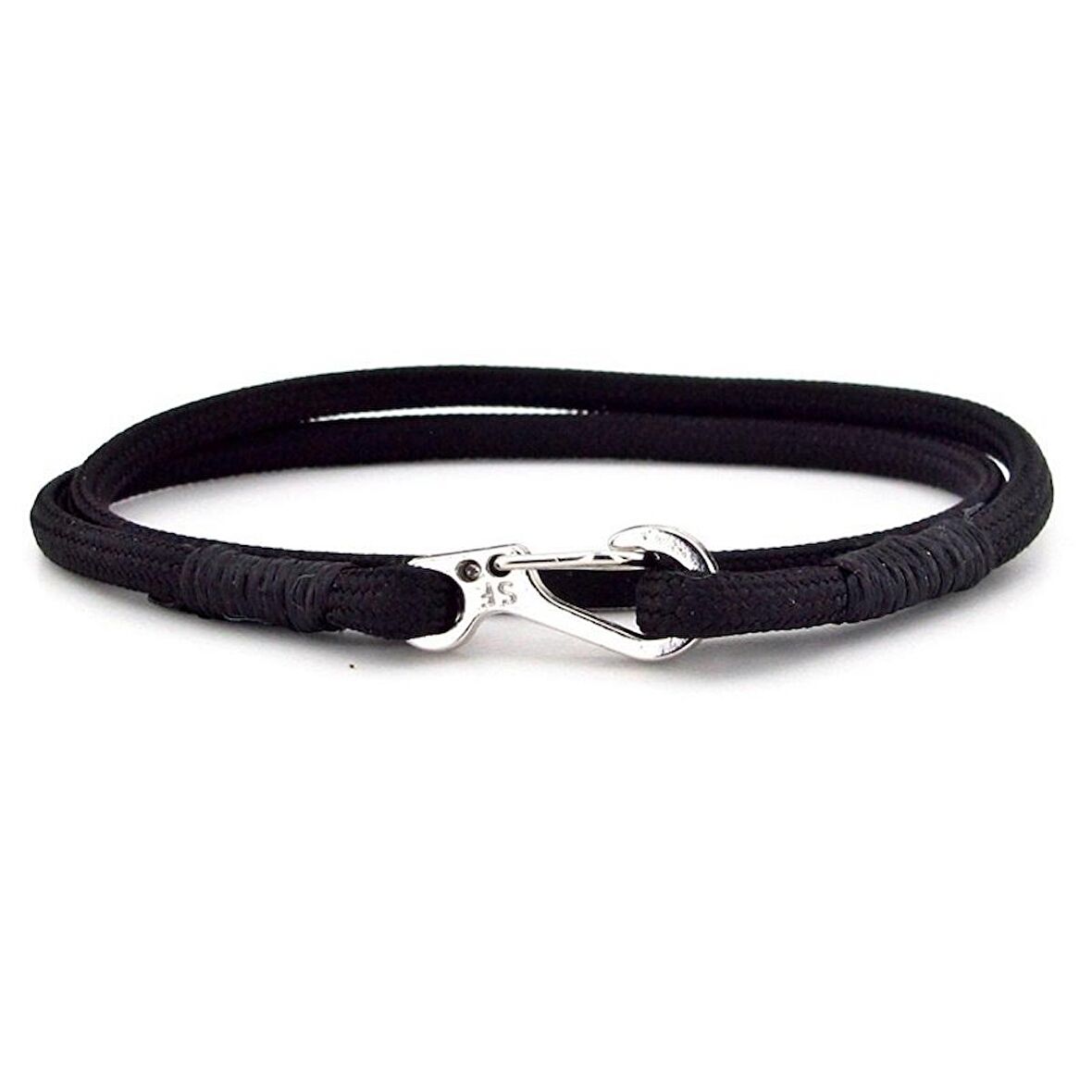 SİYAH PARACORD METAL KANCA İKİ SIRA SARMA ERKEK BİLEKLİK M011K