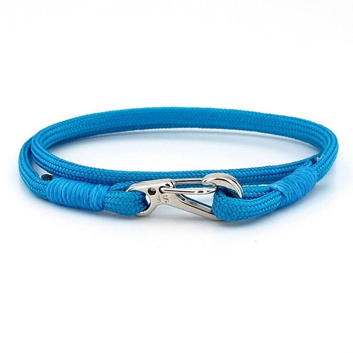 MAVİ PARACORD METAL KANCA İKİ SIRA SARMA ERKEK BİLEKLİK M011N