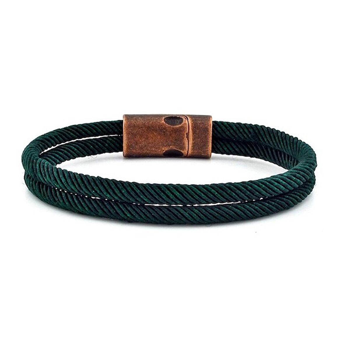 KOYU YEŞİL İKİ SIRALI METAL MIKNATISLI ERKEK BİLEKLİK M013E