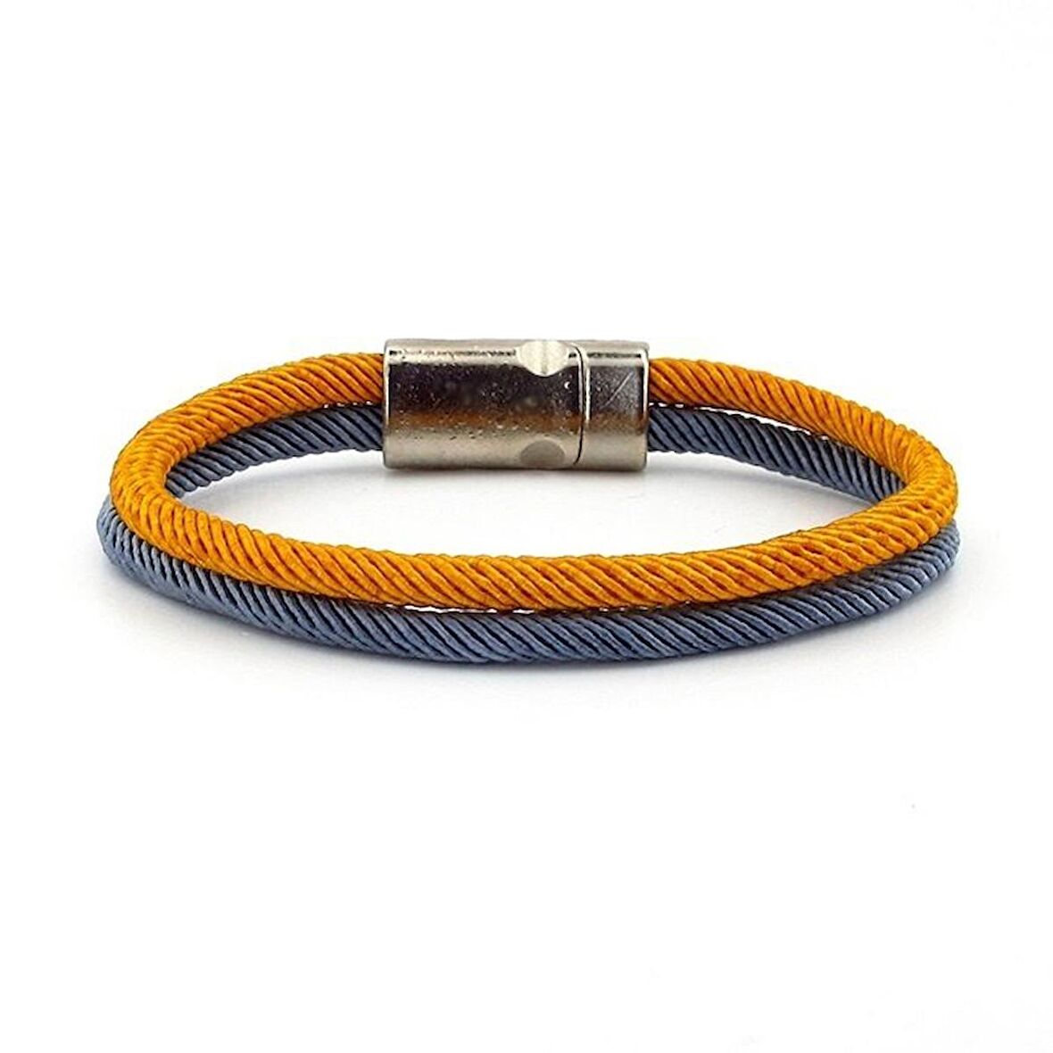 GRİ HARDAL İKİ SIRA METAL MIKNATISLI ERKEK BİLEKLİK M014R