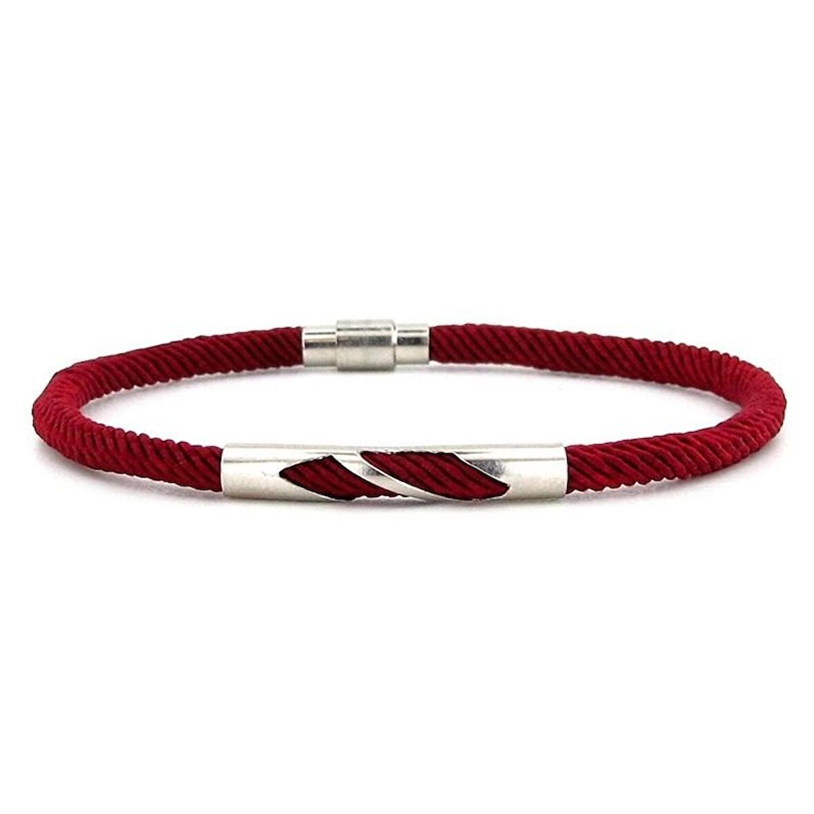 BORDO ÖRGÜ İPLİ METAL ÇENTİK MIKNATISLI ERKEK BİLEKLİK M027J