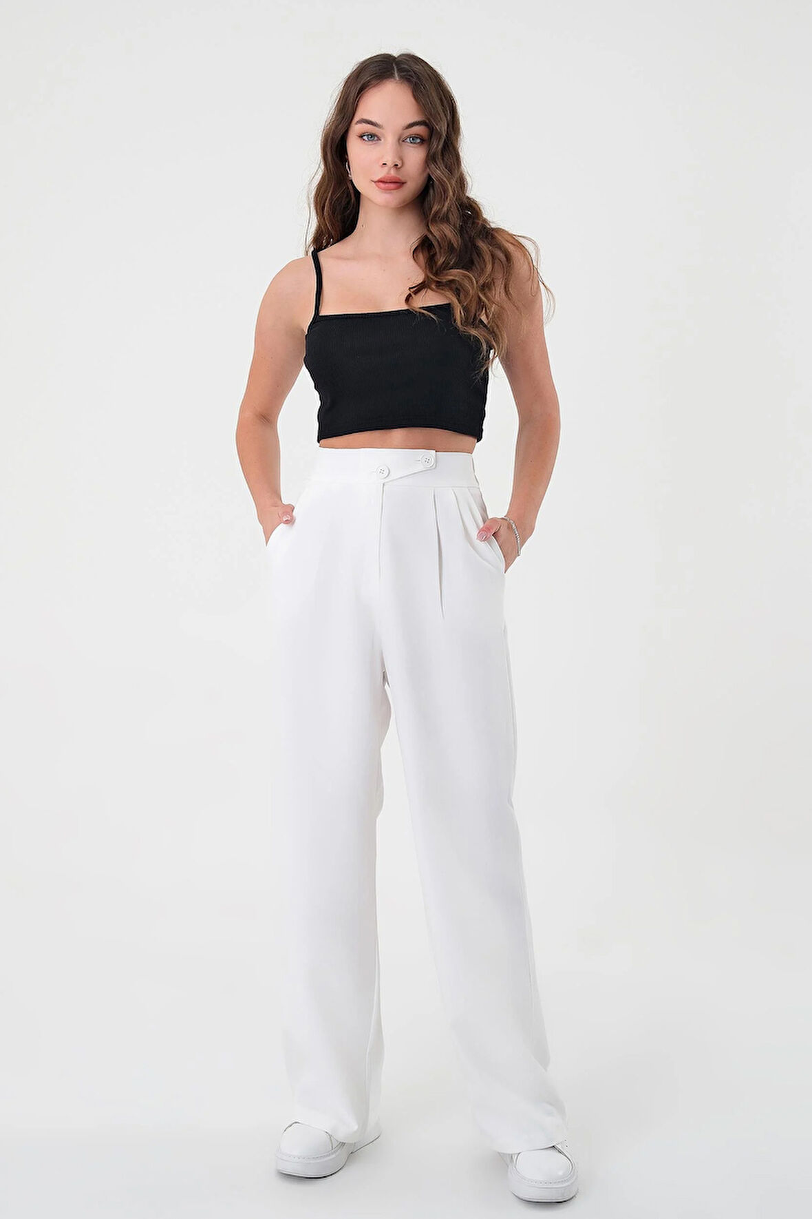 Keten Karışımlı Kore Model Palazzo Pantolon