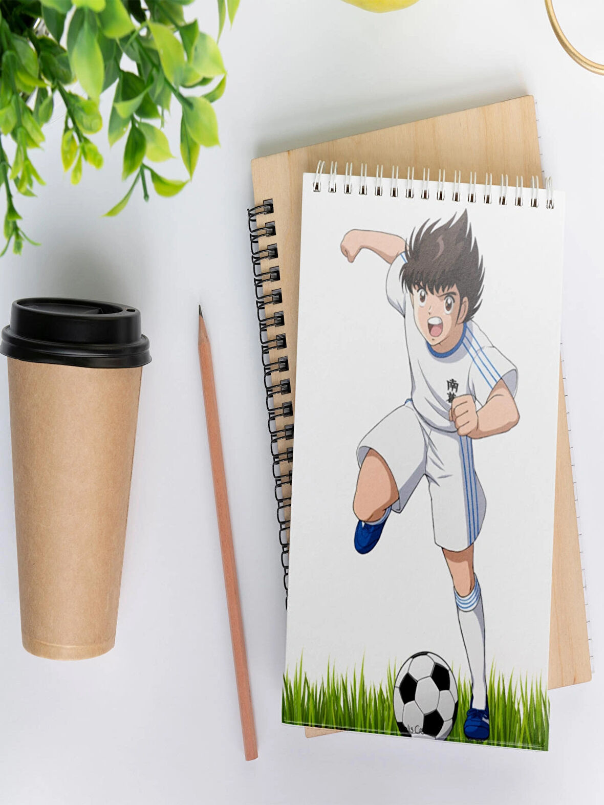 Kaptan Tsubasa Futbol Desenli Çizgili Notepad 01 Günlük Planlayıcı, Defter, To Do List, Not Defteri, Ajanda