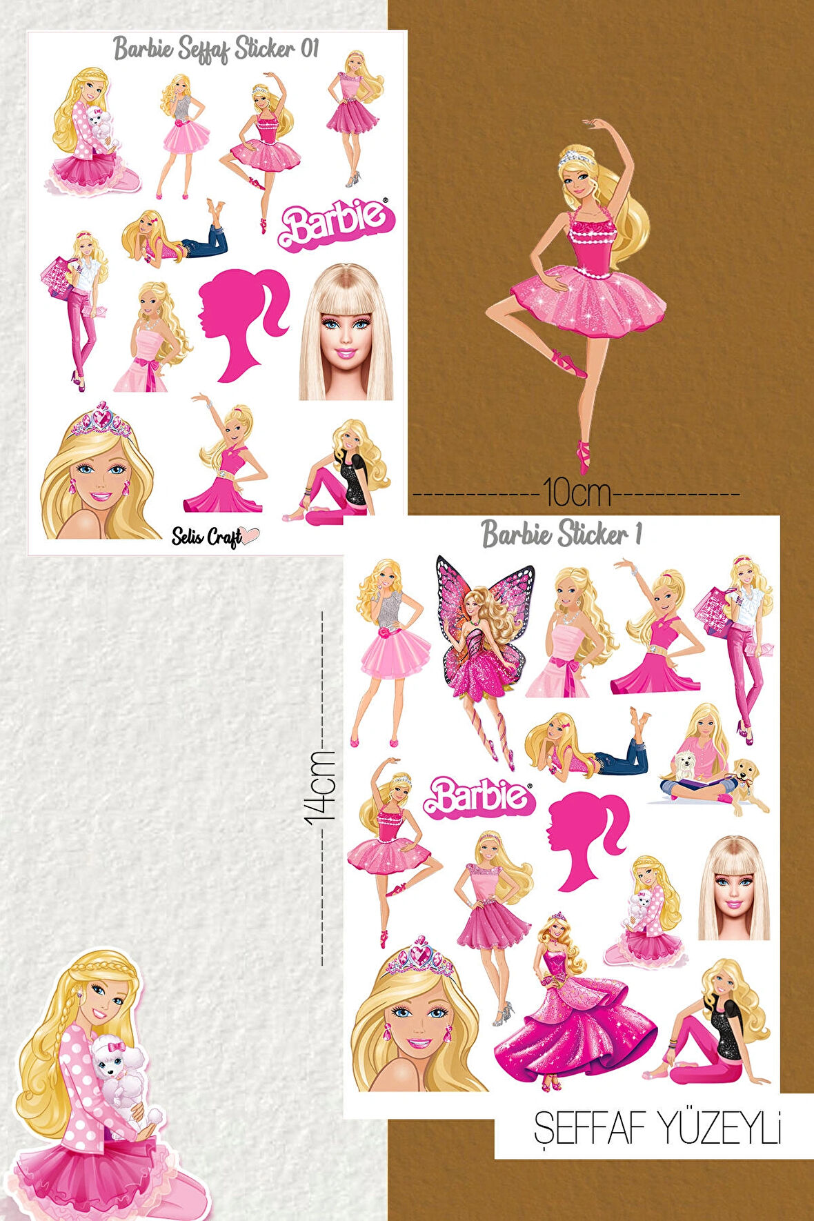 Barbie Temalı Şeffaf Sticker Seti 01-02 Ajanda Planlayıcı Bullet Journal Için Uygundur