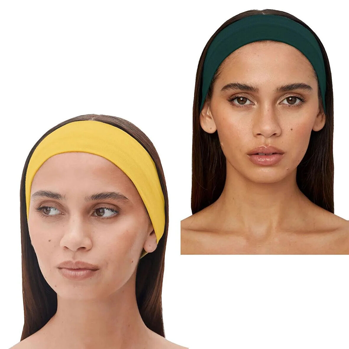 Salvia Dione 2Li Spor Kadın Erkek Taç Saç Bantları Pamuk Yazlık İnce Sıkmayan Bandana - Kadın & Erkek Koşu Fitness Yoga Pilates Bisiklet Saç Bandı Taç Kadın Günlük Moda Yüz Yıkama Makyaj Kakül Perçem Engelleyici Saç Bandı Bandana Koyu Yeşil & Sarı