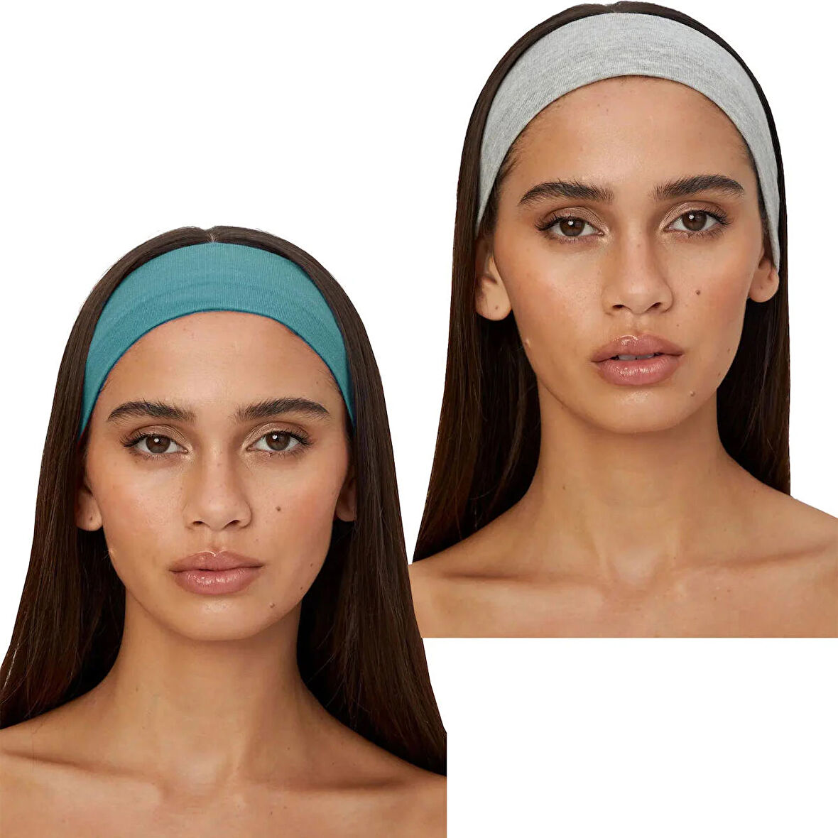 Salvia Dione 2' L i Spor Kadın Erkek Taç Saç Bantları - Pamuk Yazlık İnce Sıkmayan Bandana - Kadın & Erkek Koşu Fitness Yoga Pilates Bisiklet Saç Bandı Taç - Kadın Günlük Moda Yüz Yıkama Makyaj Kakül Perçem Engelleyici Saç Bandı Bandana Turkuaz & Gri