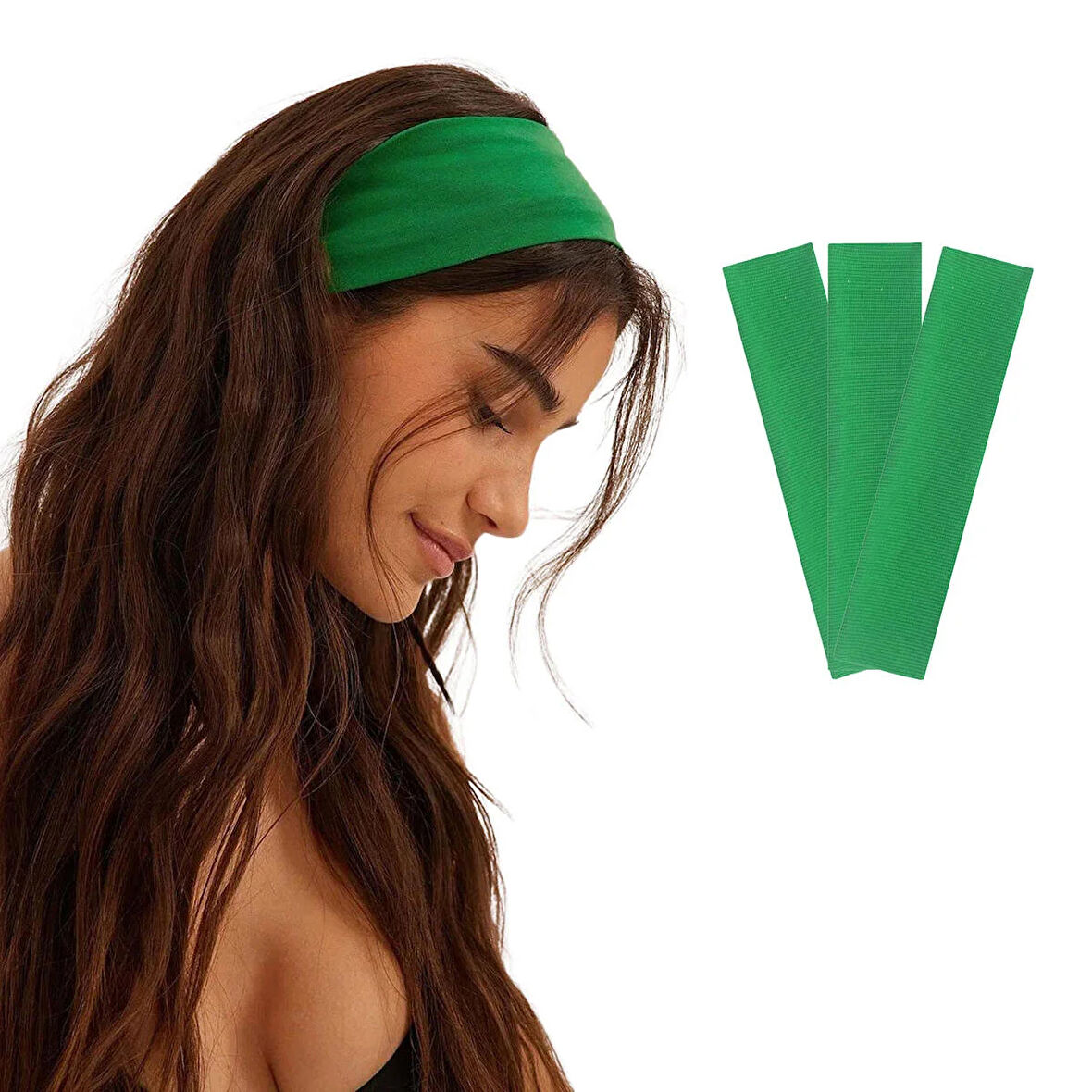 Salvia Dione 3'lü Spor Kadın Erkek Saç Bandı Seti  - Elastik Kaymaz İnce Ter Emici Esnek Genç Saç Bandı Bandana - Kadın Makyaj Yüz Yıkama Koşu Fitness Yoga Pilates Bisiklet İçin Saç Bandı Taç - Kadın & Erkek Atletik Egzersiz 3'lü Ter Bandı Seti Yeşil