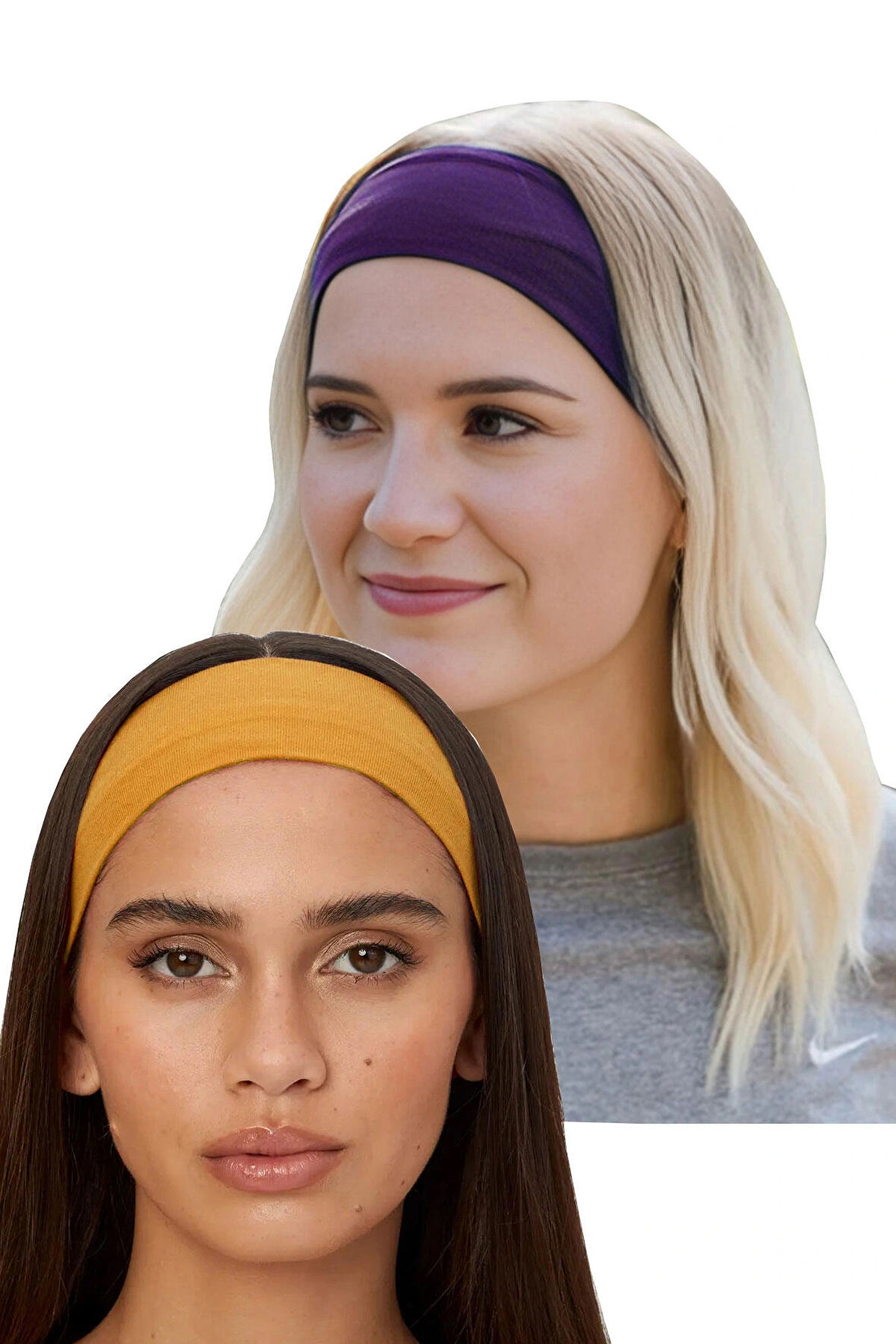 2'li Spor Saç Bantları - Kadın & Erkek Spor Tenis Yoga Koşu Makyaj Cilt Temizliği Maskesi Yüz Yıkama Pamuklu Tarz Ter Bantı Kafa Bandı Unisex Saç Bandı Bandana Seti