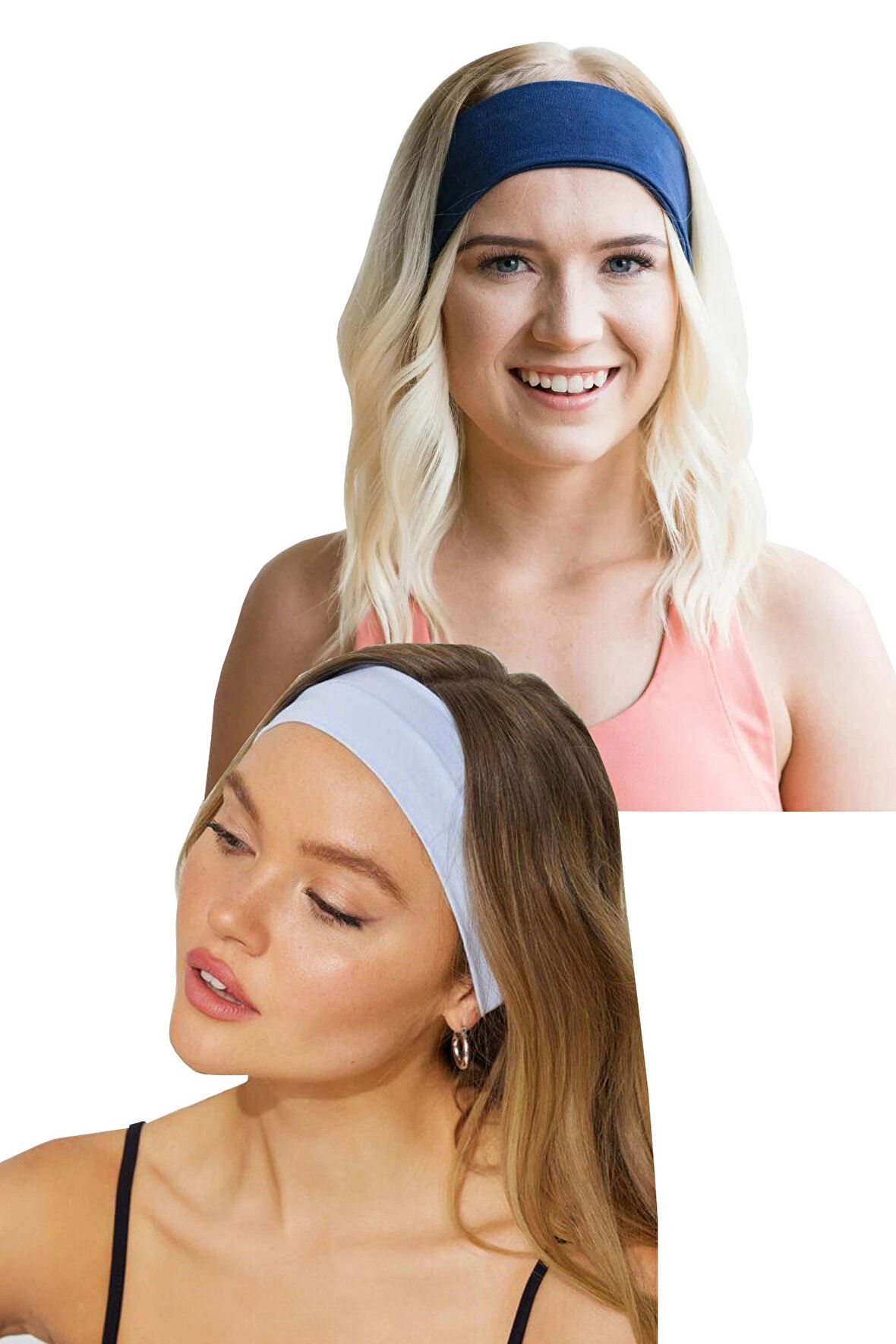 2'li Spor Saç Bantları - Kadın & Erkek Spor Tenis Yoga Koşu Makyaj Cilt Temizliği Maskesi Yüz Yıkama Pamuklu Tarz Ter Bantı Kafa Bandı Unisex Saç Bandı Bandana Seti