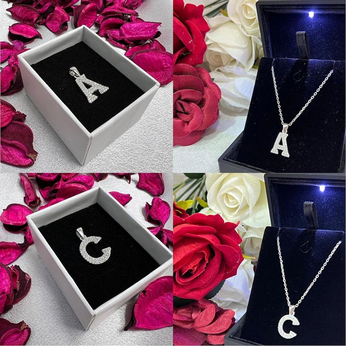 925 Ayar Gümüş Taşlı Harf Kolye Ucu – Kişiye Özel Harf Takı