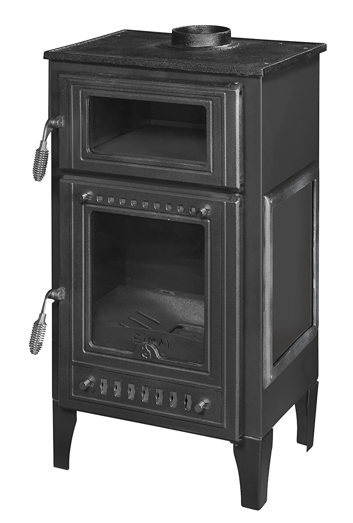 Odun ve Pelet Şömine Sobası, Geniş Camlı Soba - 8 Kw, Fırınlı, Ayarlanabilir Isı Teknolojisi -SM26