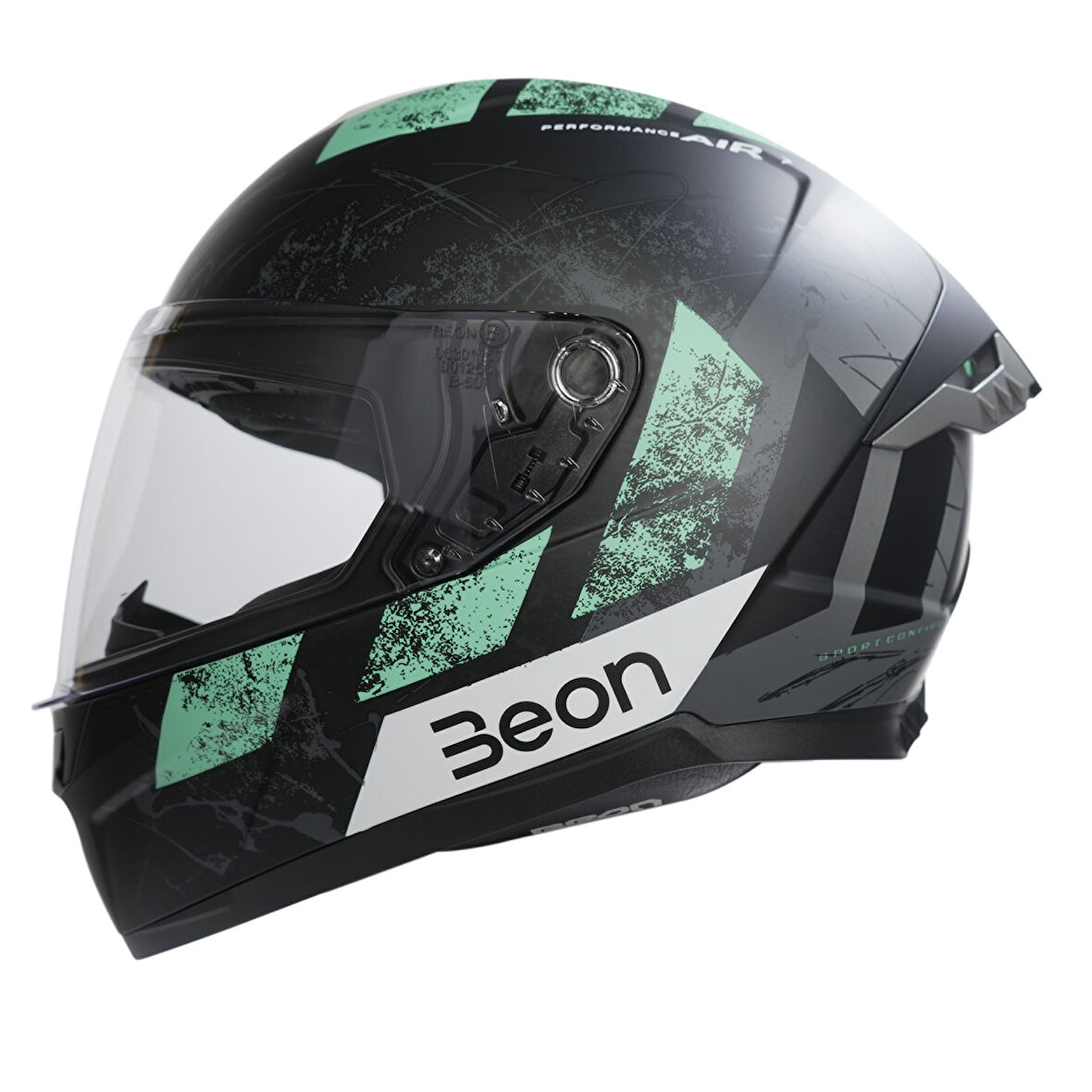 Beon B-507 Full Face Motosiklet Kaskı FF06 Siyah/Yeşil/Gri