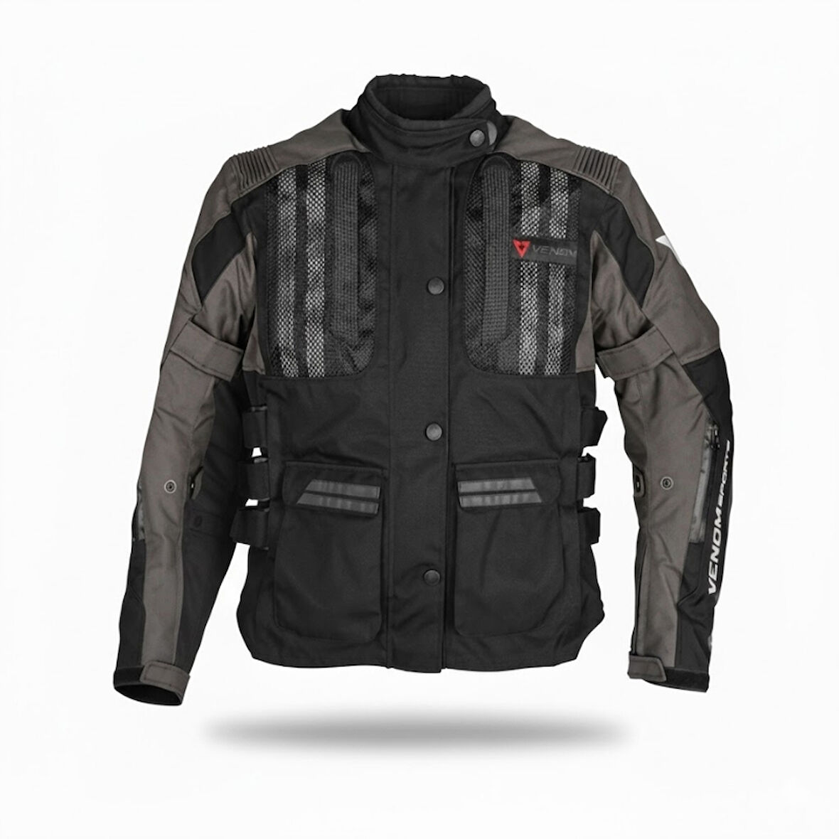 Venom Tourex 4 Mevsim Motosiklet Montu Siyah Gri