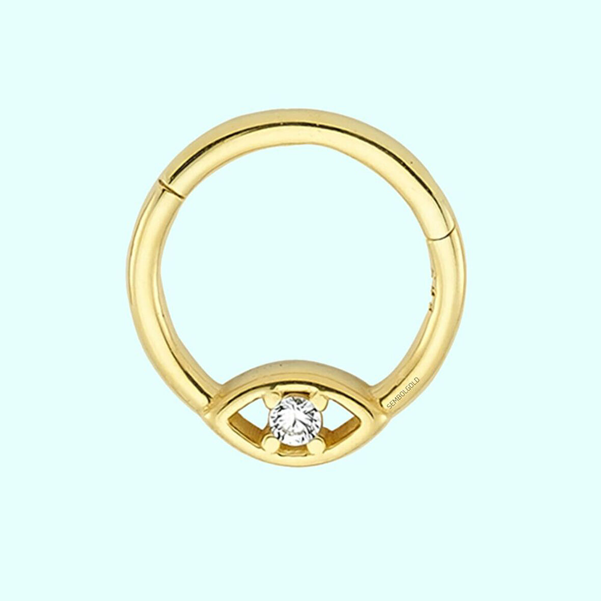 Altın Halka Piercing Tektaş Göz 14 Ayar