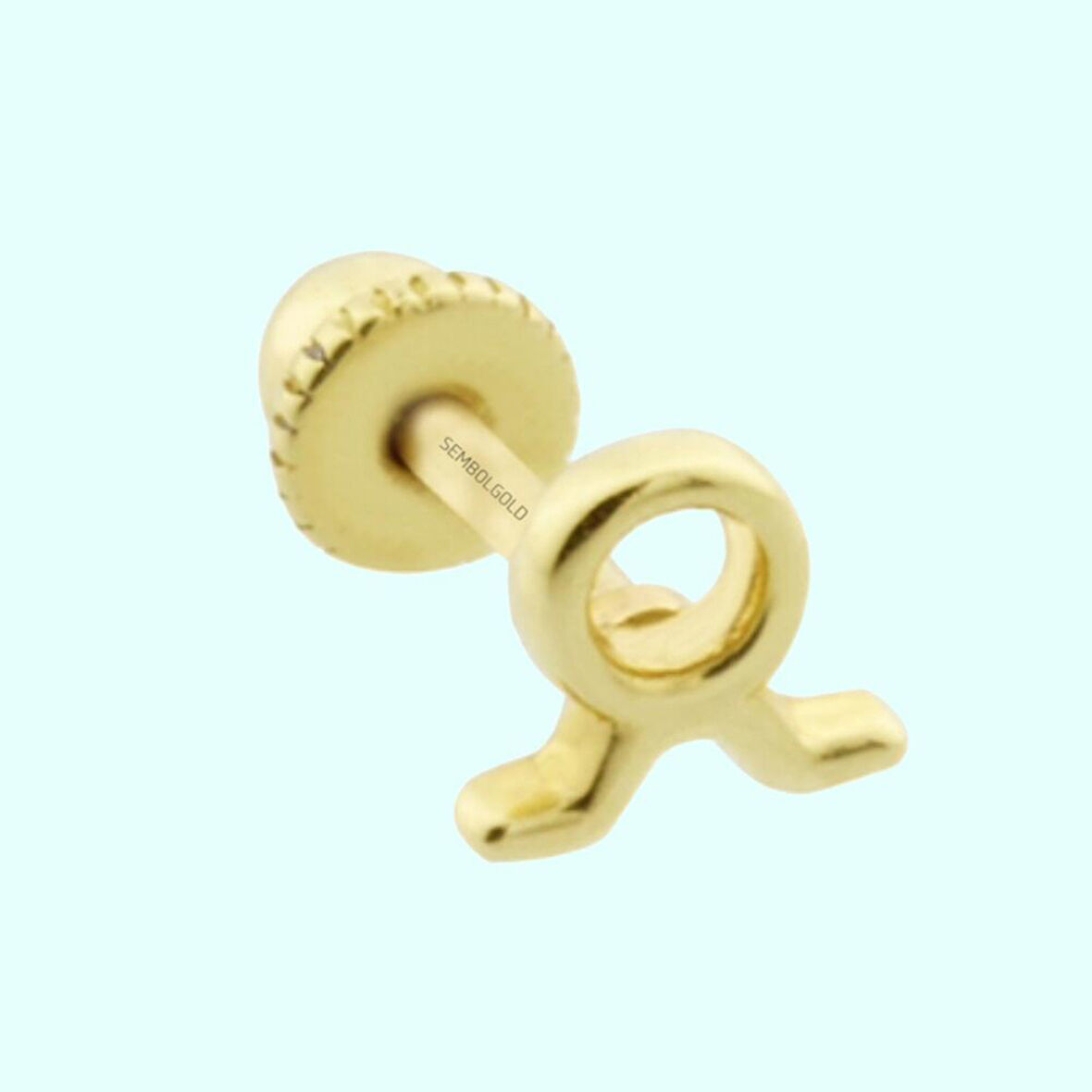 Altın Tragus Piercing 14 Ayar Boğa Burcu