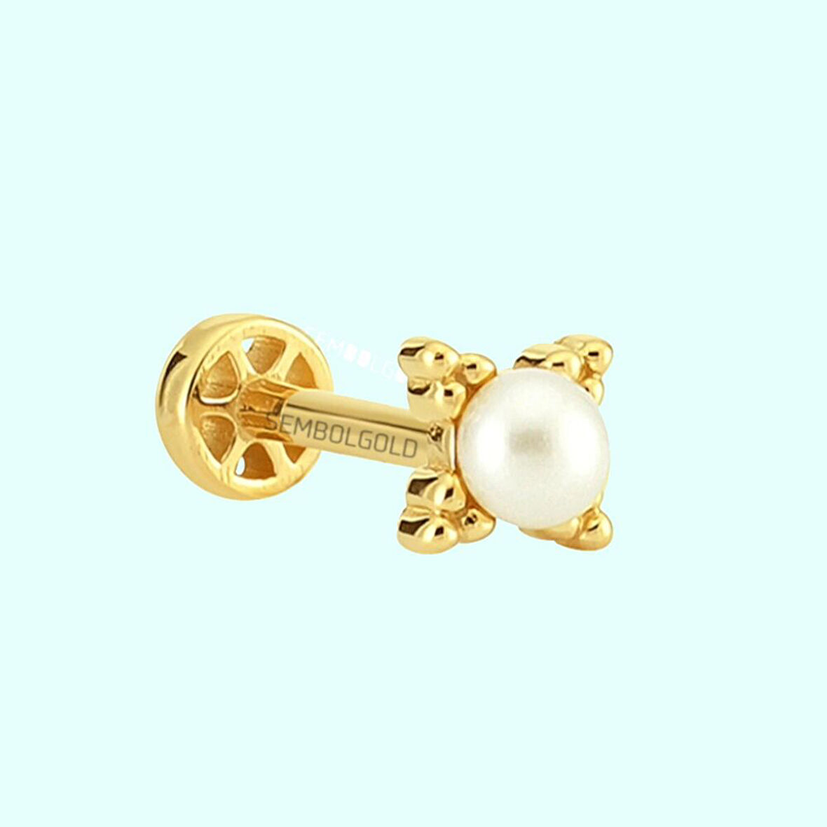 Altın İnci Tragus Piercing 14 Ayar