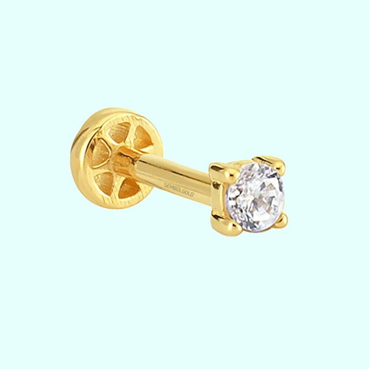 Altın Tektaş Tragus Piercing 14 Ayar