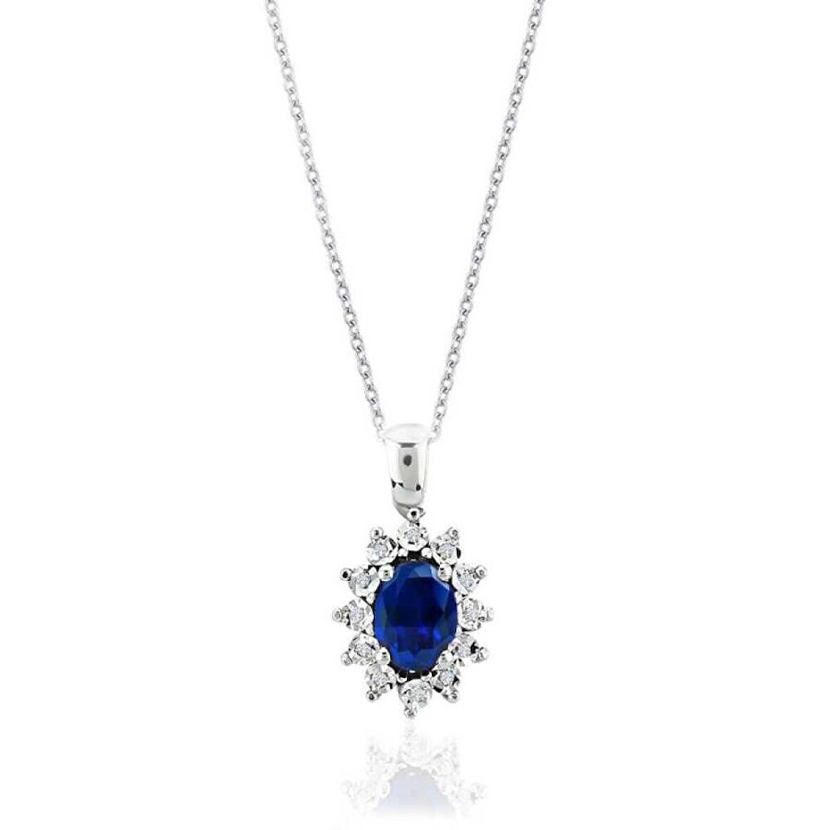 0.52 Karat Pırlanta Safir Kolye