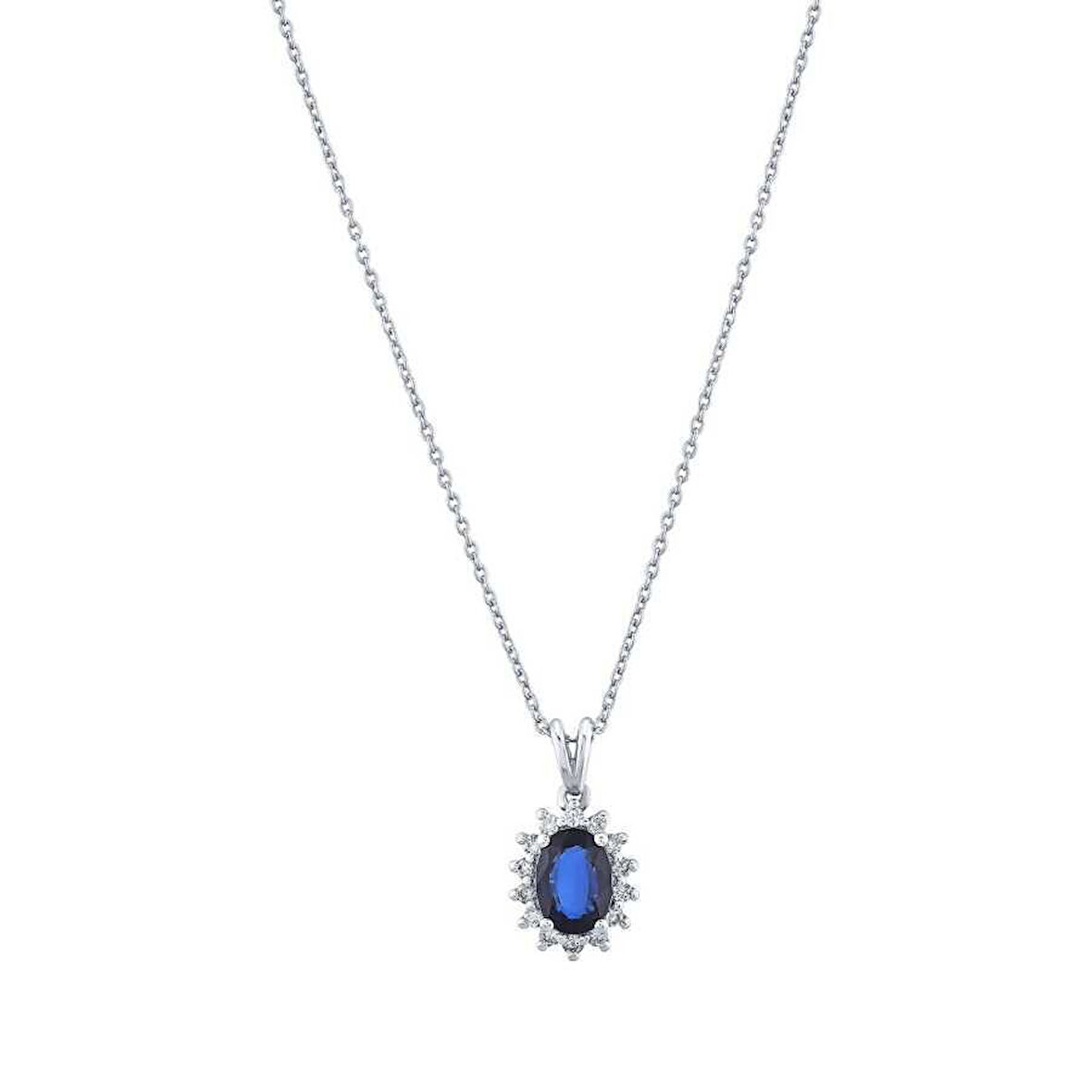 0.48 Karat Pırlanta Safir Kolye