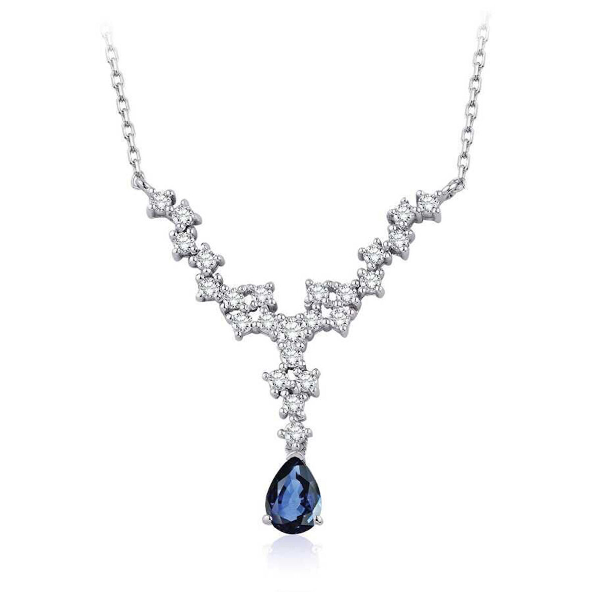0.81 Karat Pırlanta Safir Kolye