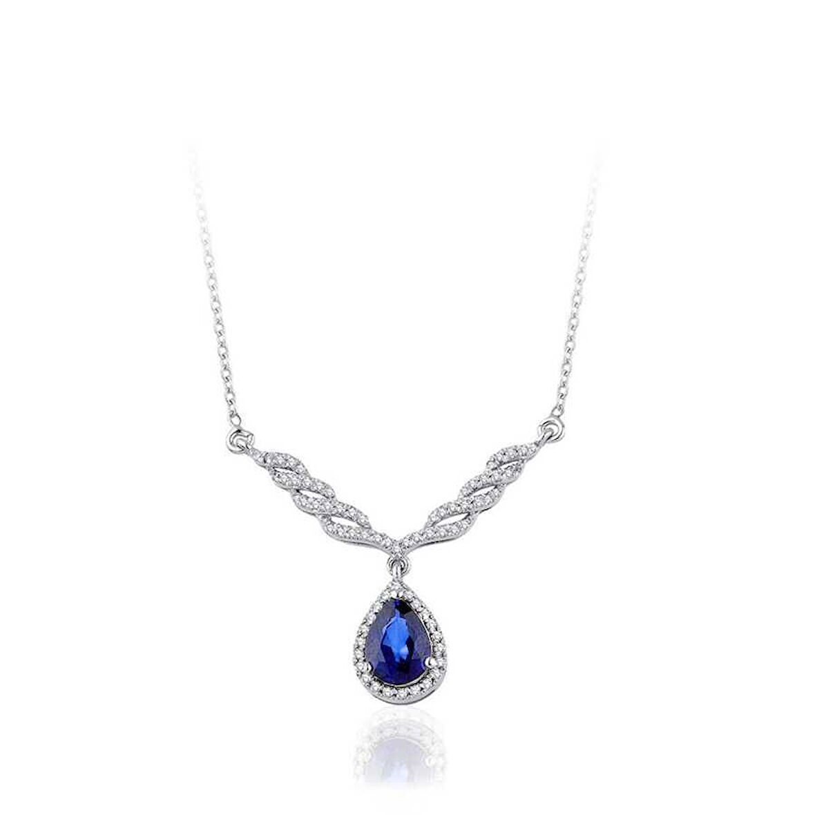 1.06 Karat Pırlanta Safir Kolye