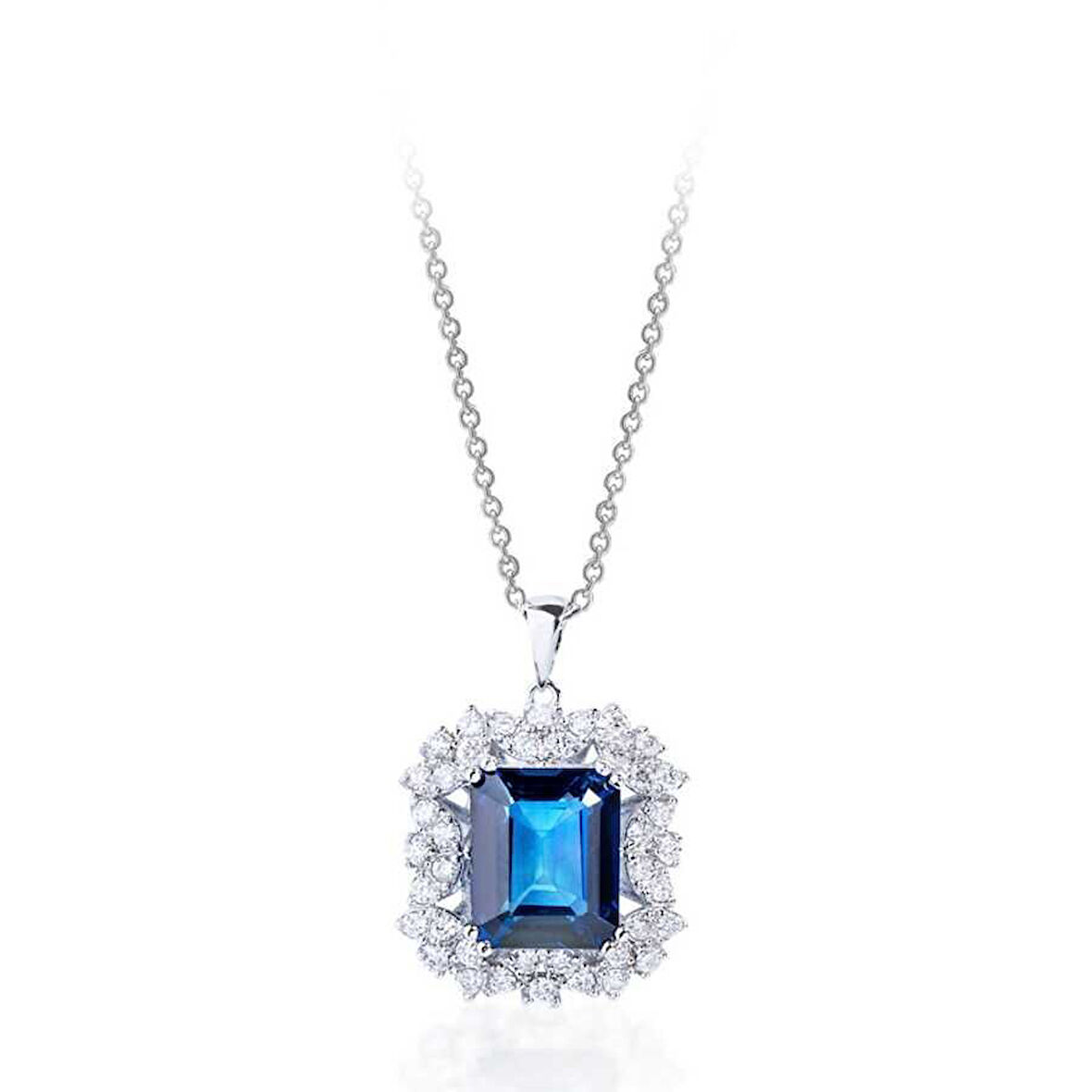 6.04 Karat Pırlanta Safir Kolye