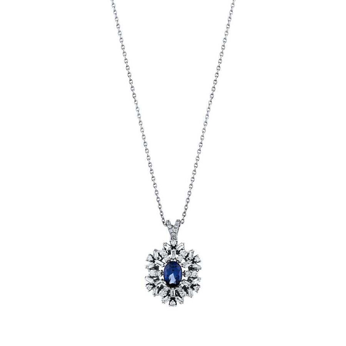 1.75 Karat Pırlanta Safir Kolye