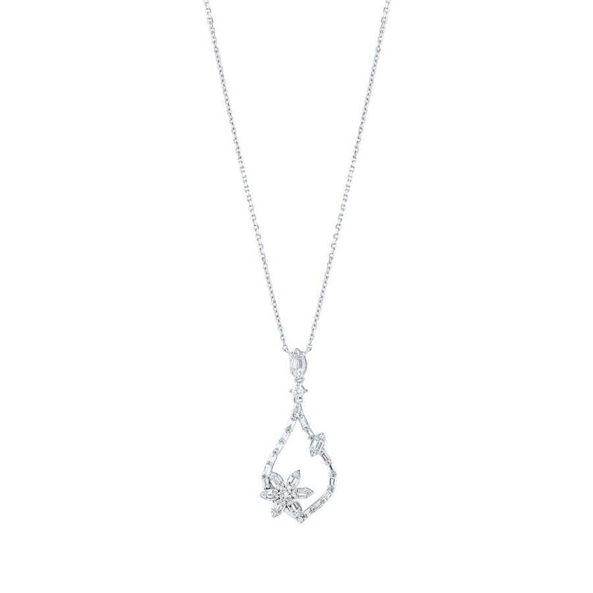 0.63 Karat Pırlanta Baget Trend Kolye