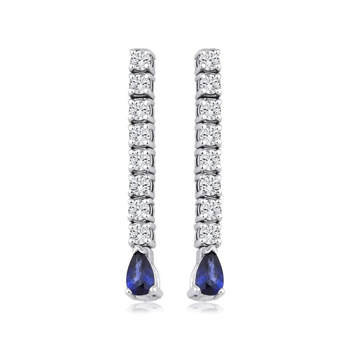 1.28 Karat Pırlanta Safir Küpe