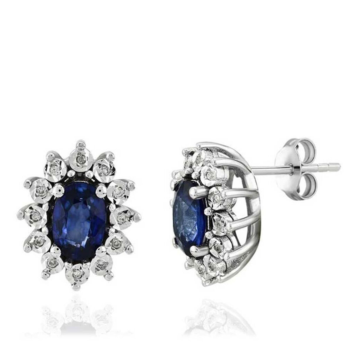1.17 Karat Pırlanta Safir Küpe