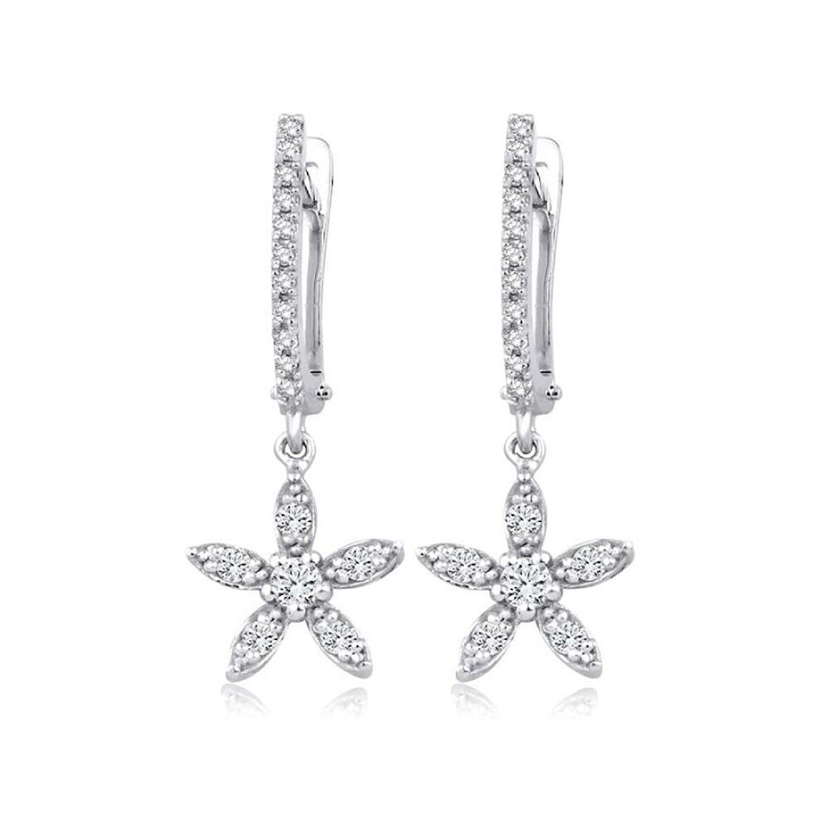 0.35 Karat Pırlanta Çiçek Küpe