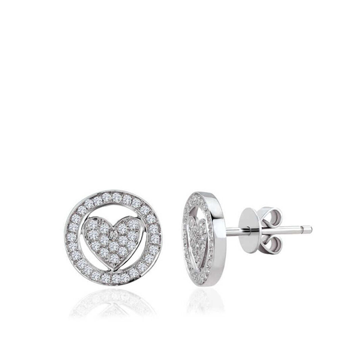 0.26 Karat Pırlanta Kalp Küpe