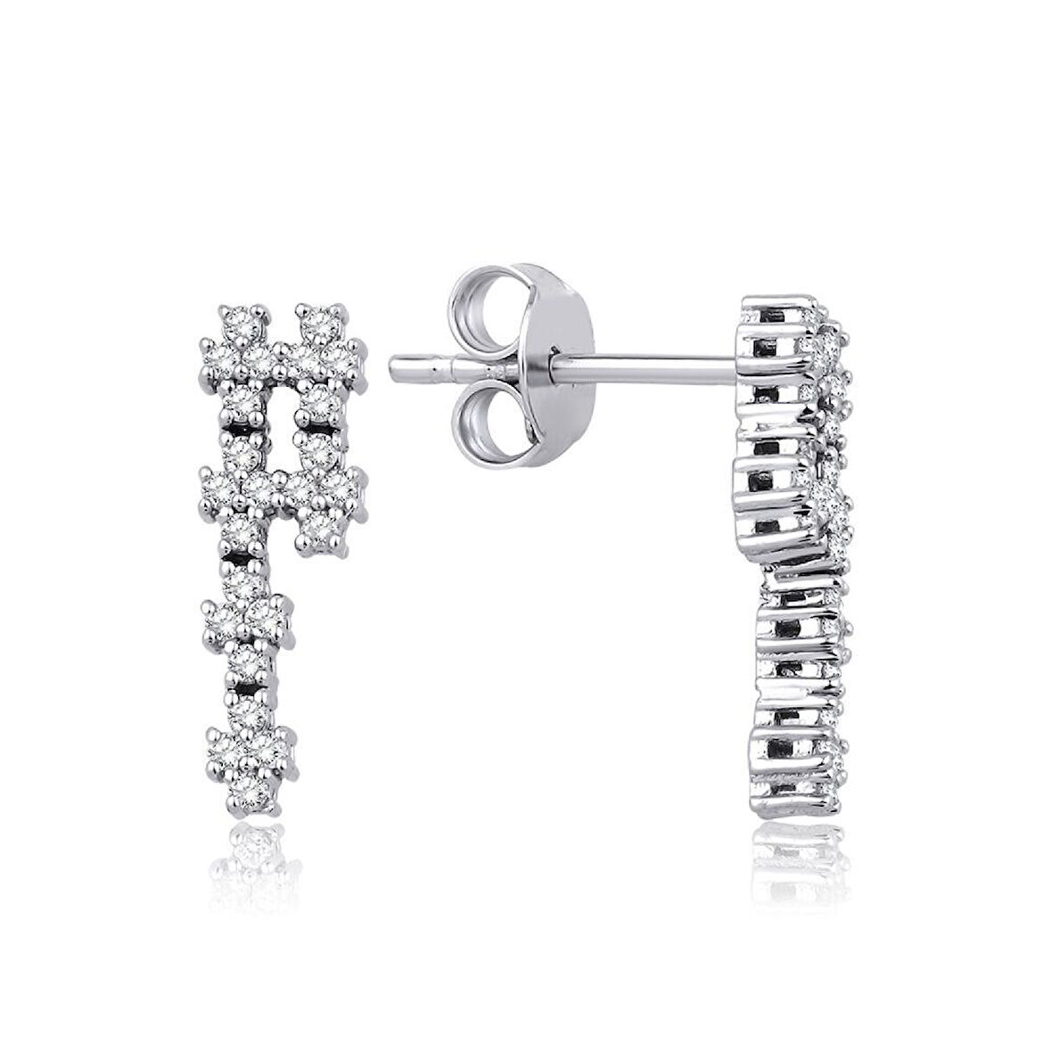 0.25 Karat Pırlanta Sıralı Küpe