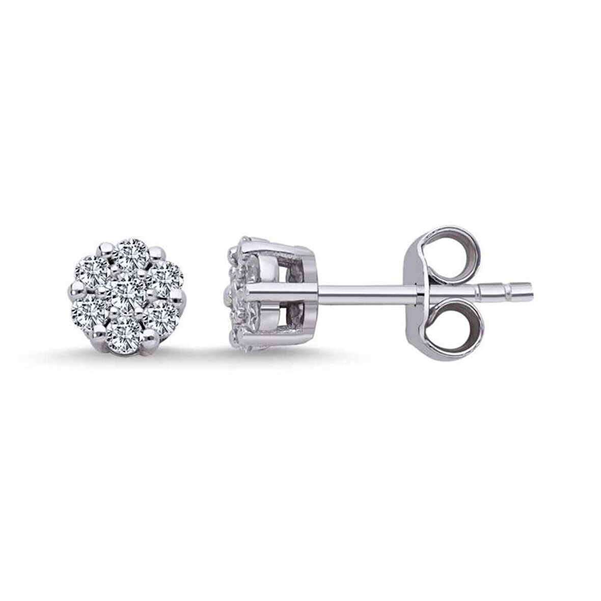 0.43 Karat Pırlanta Taşlı Yuvarlak Küpe