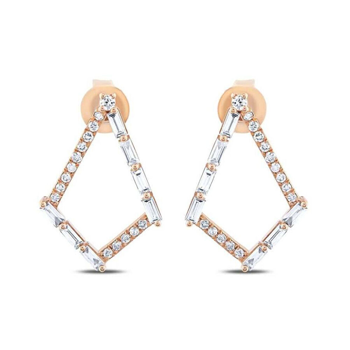 0.41 Karat Pırlanta Baget Trend Küpe