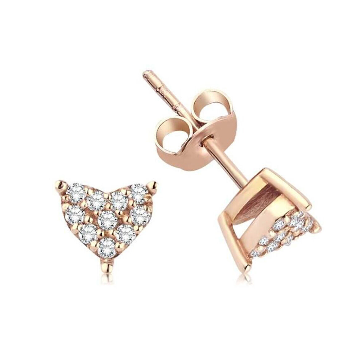 0.12 Karat Pırlanta Kalp Küpe