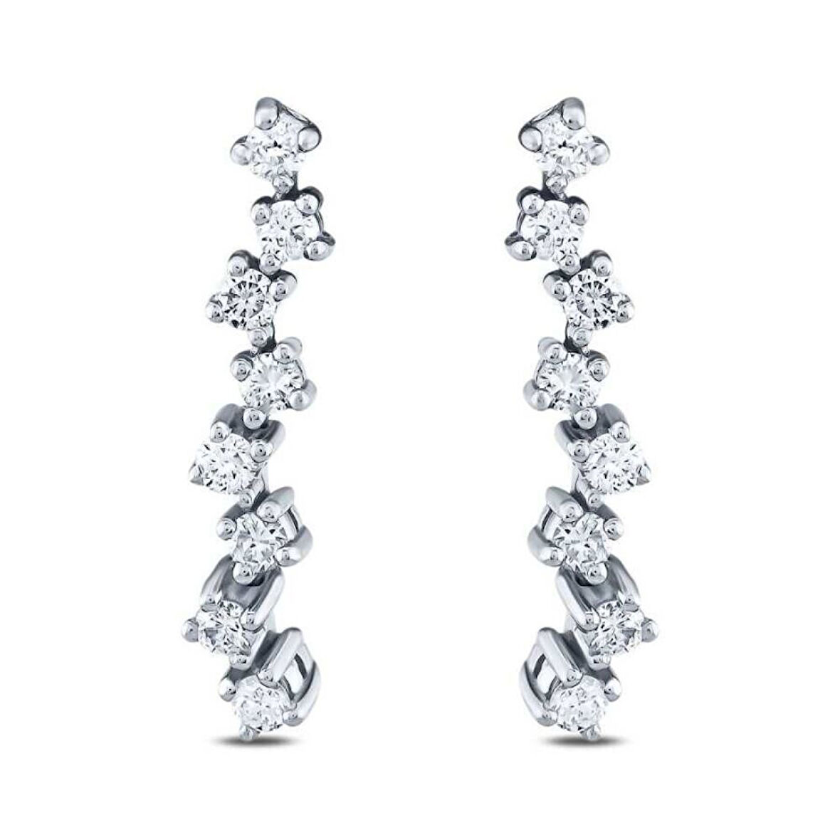 0.18 Karat Pırlanta Oval Taşlı Küpe