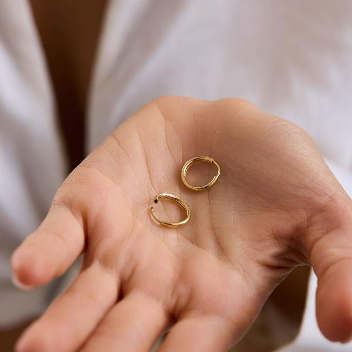 14K Altın Halka Küpe 1,2 mm 1.2 cm GİZLİ KİLİT