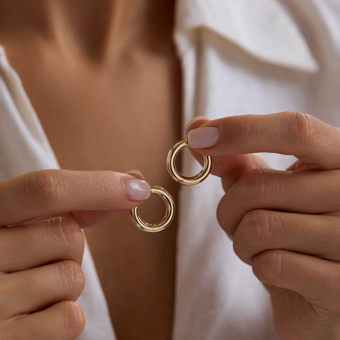 14K Altın Halka Küpe 3 mm 1.5 cm