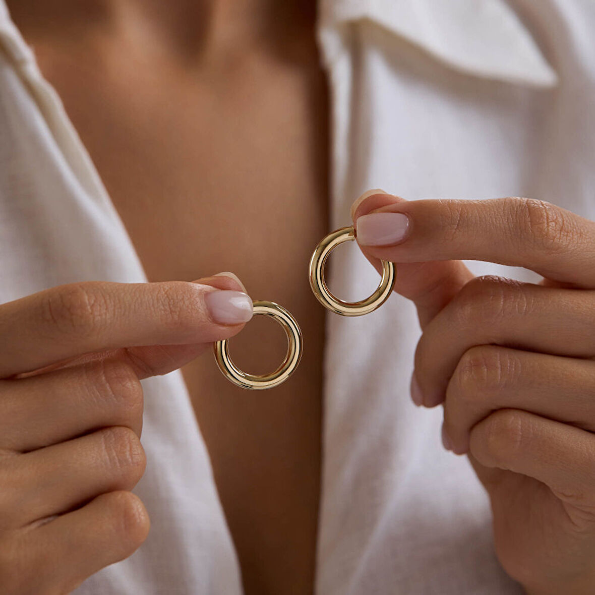 14K Altın Halka Küpe 3 mm 2.0 cm