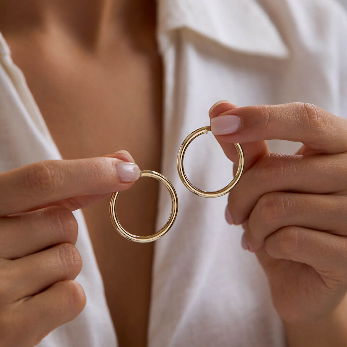 14K Altın Halka Küpe 2 mm 3.0 cm