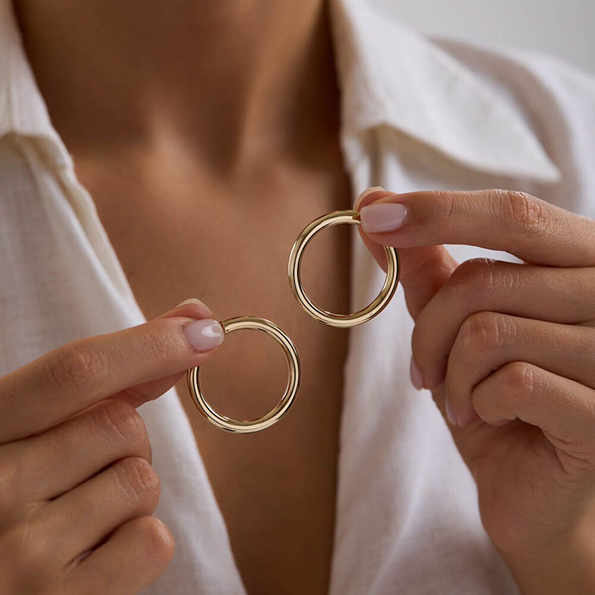 14K Altın Halka Küpe 3 mm 3.3 cm