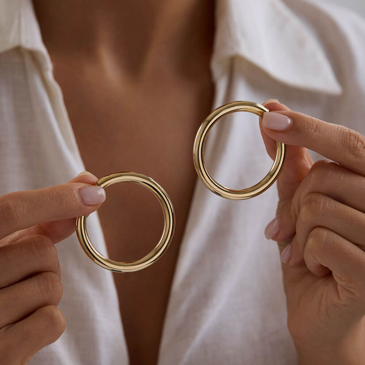 14K Altın Halka Küpe 4 mm 4.5 cm