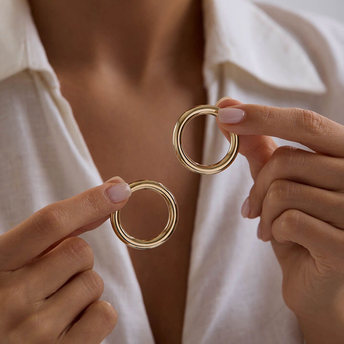 14K Altın Halka Küpe 4 mm 3.5 cm