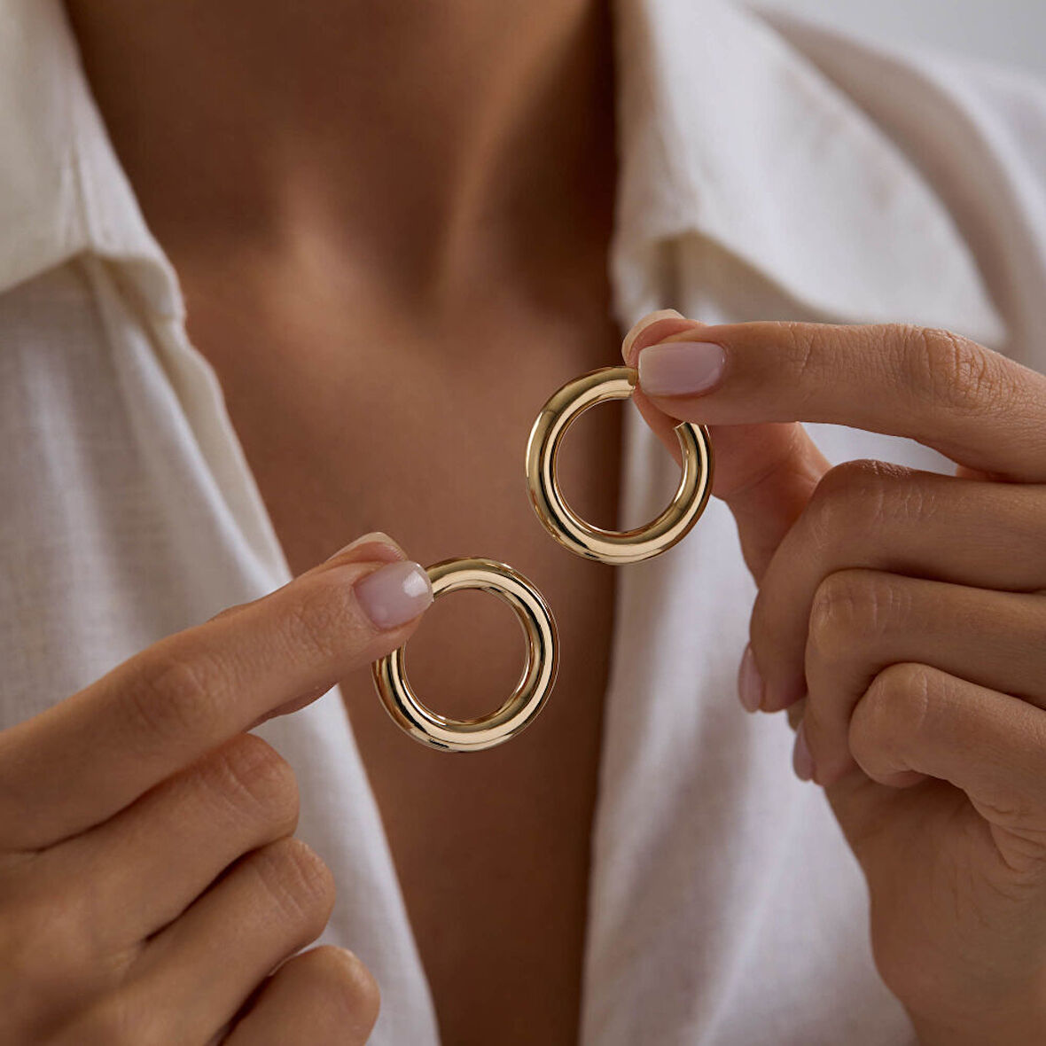 14K Altın Halka Küpe 4 mm 3.0 cm