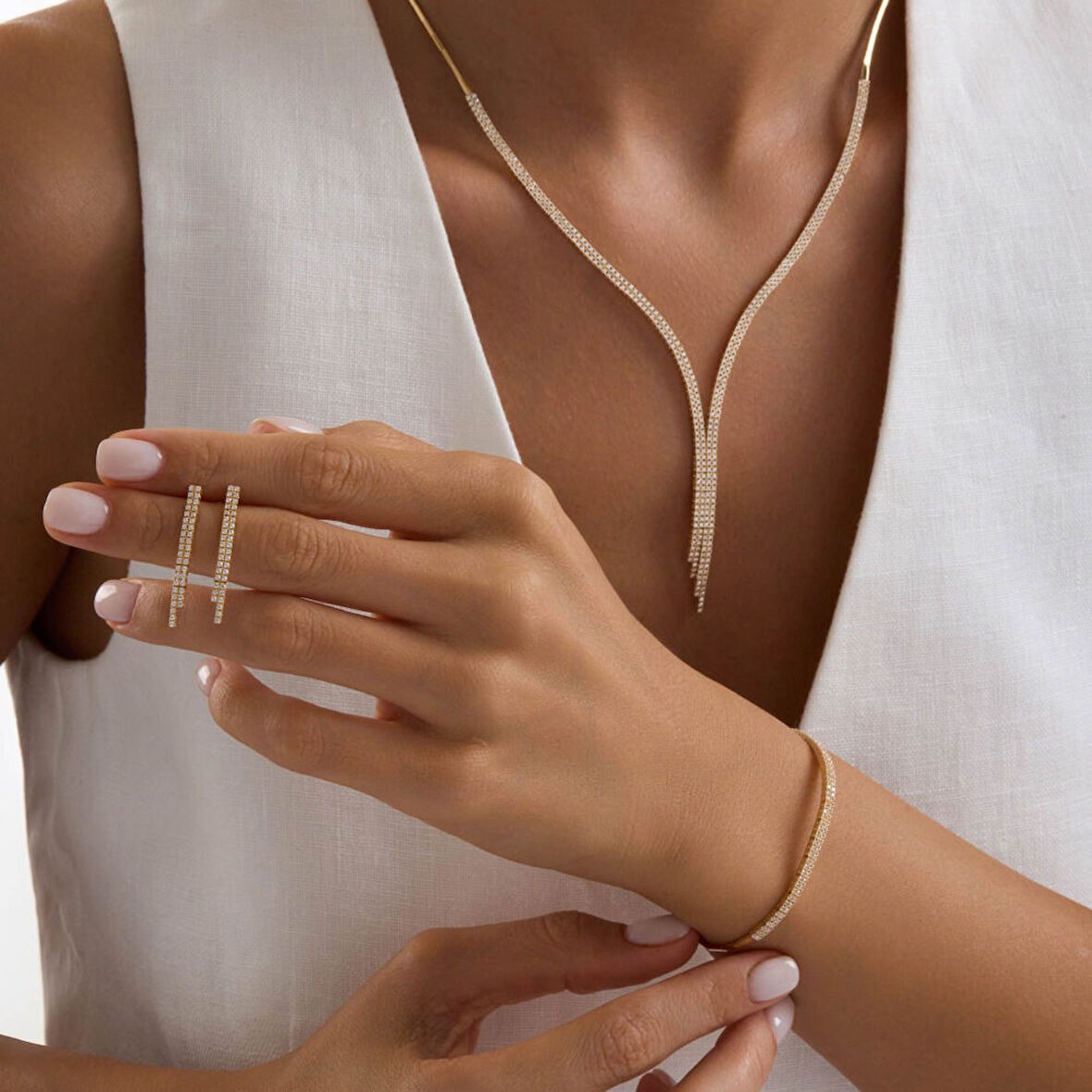 14 Ayar Su Yolu Set Sarı Altın İki Sıra