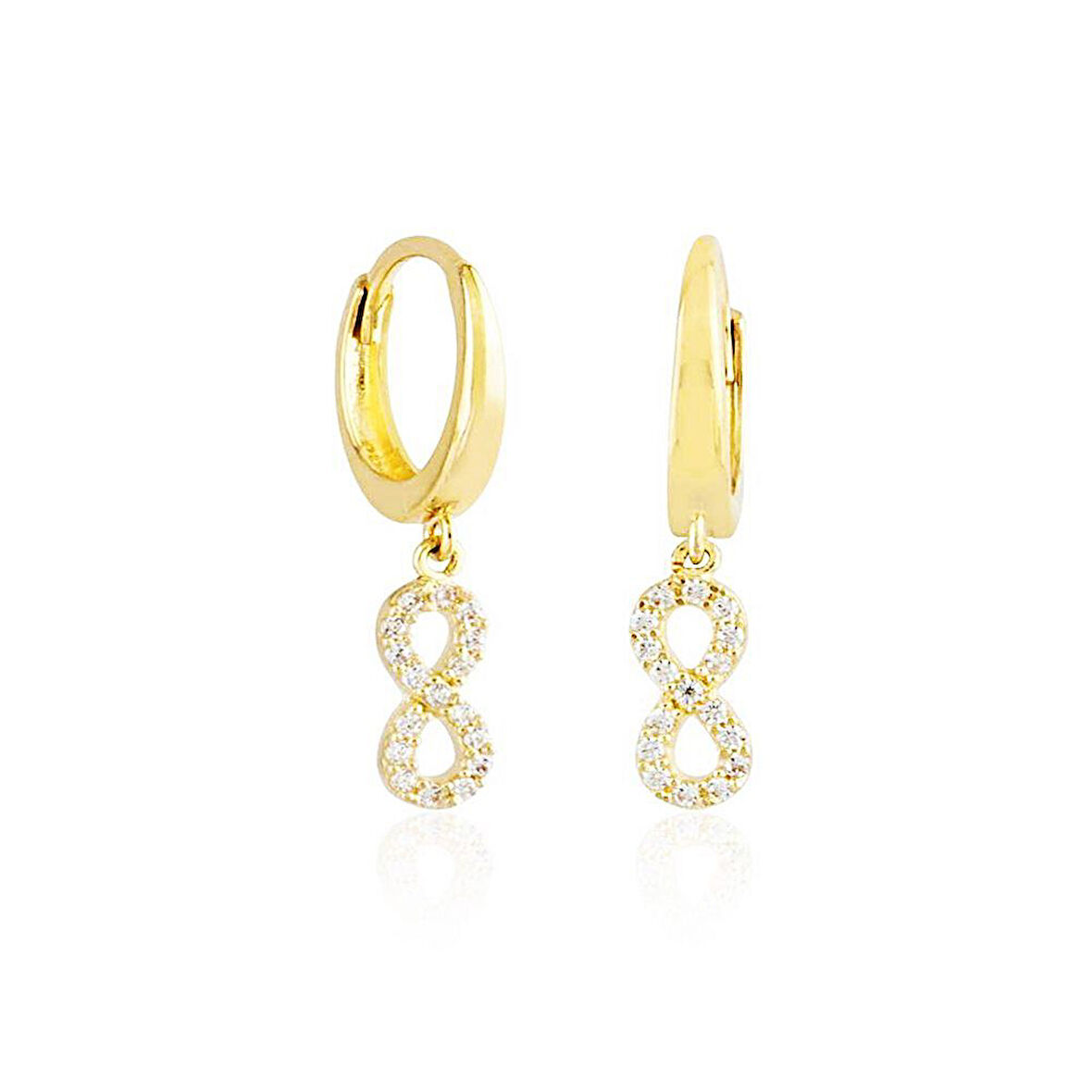 Sonsuz Altın Sallantılı Küpe 14K Gold Taşlı