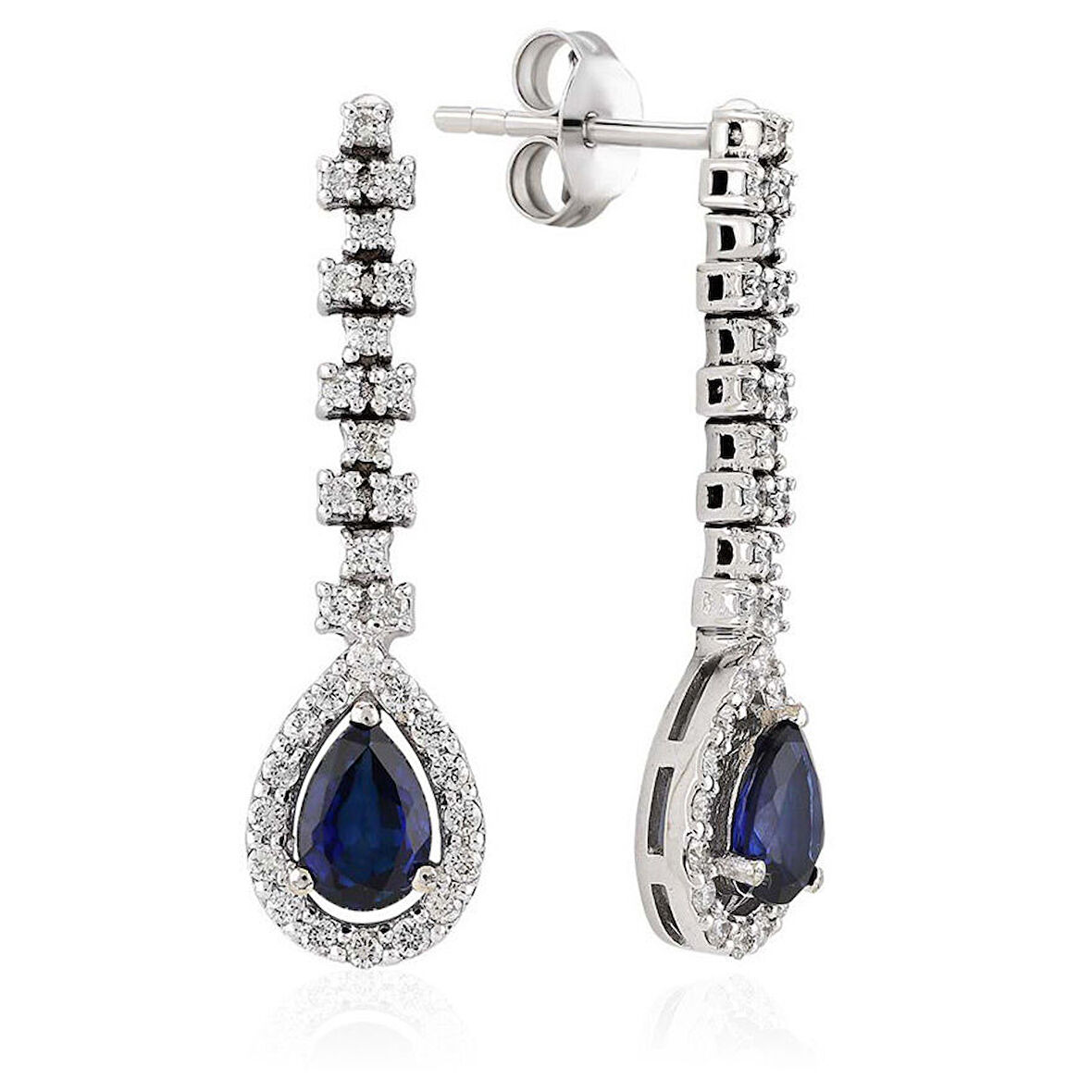 1.50 ct. Pırlanta Safir Küpe