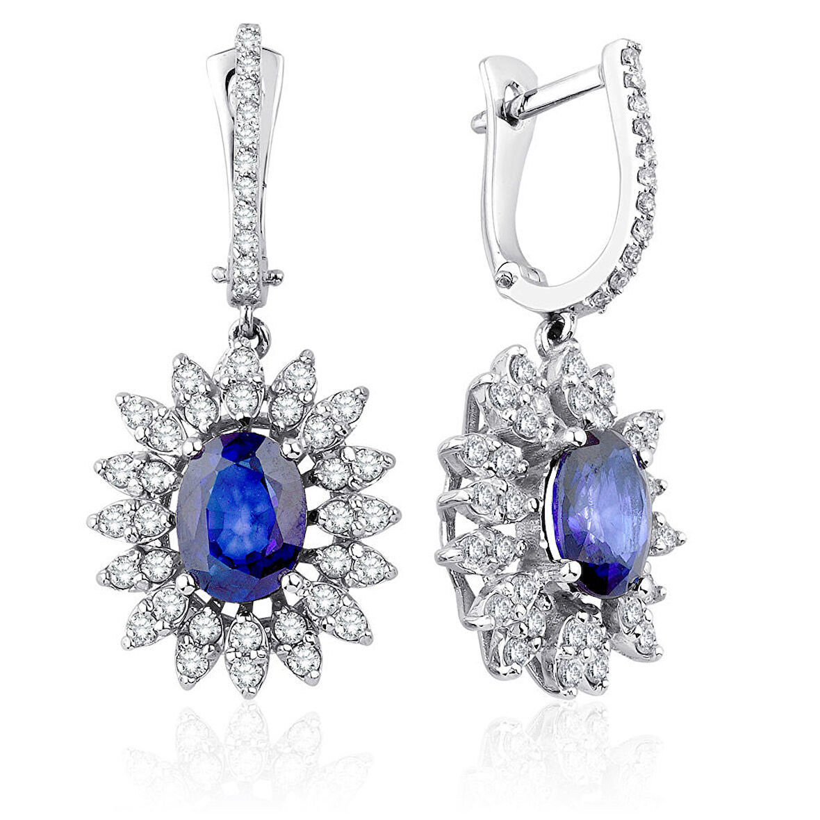4.45 ct. Pırlanta Safir Küpe