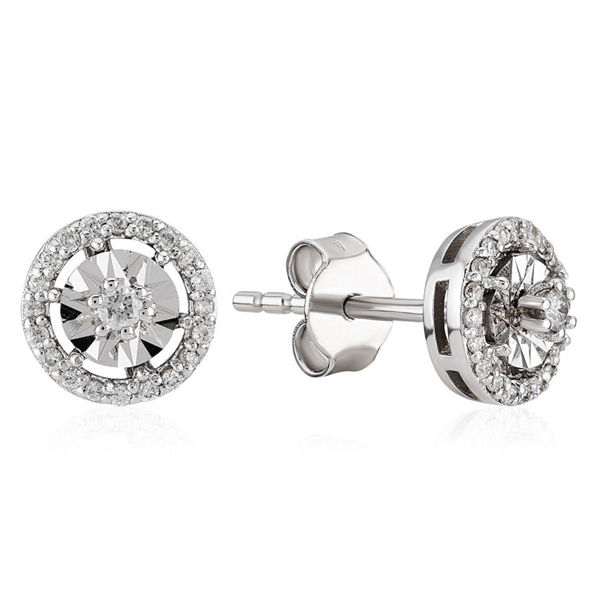 0.16 ct. Aynalı Pırlanta Tektaş Küpe